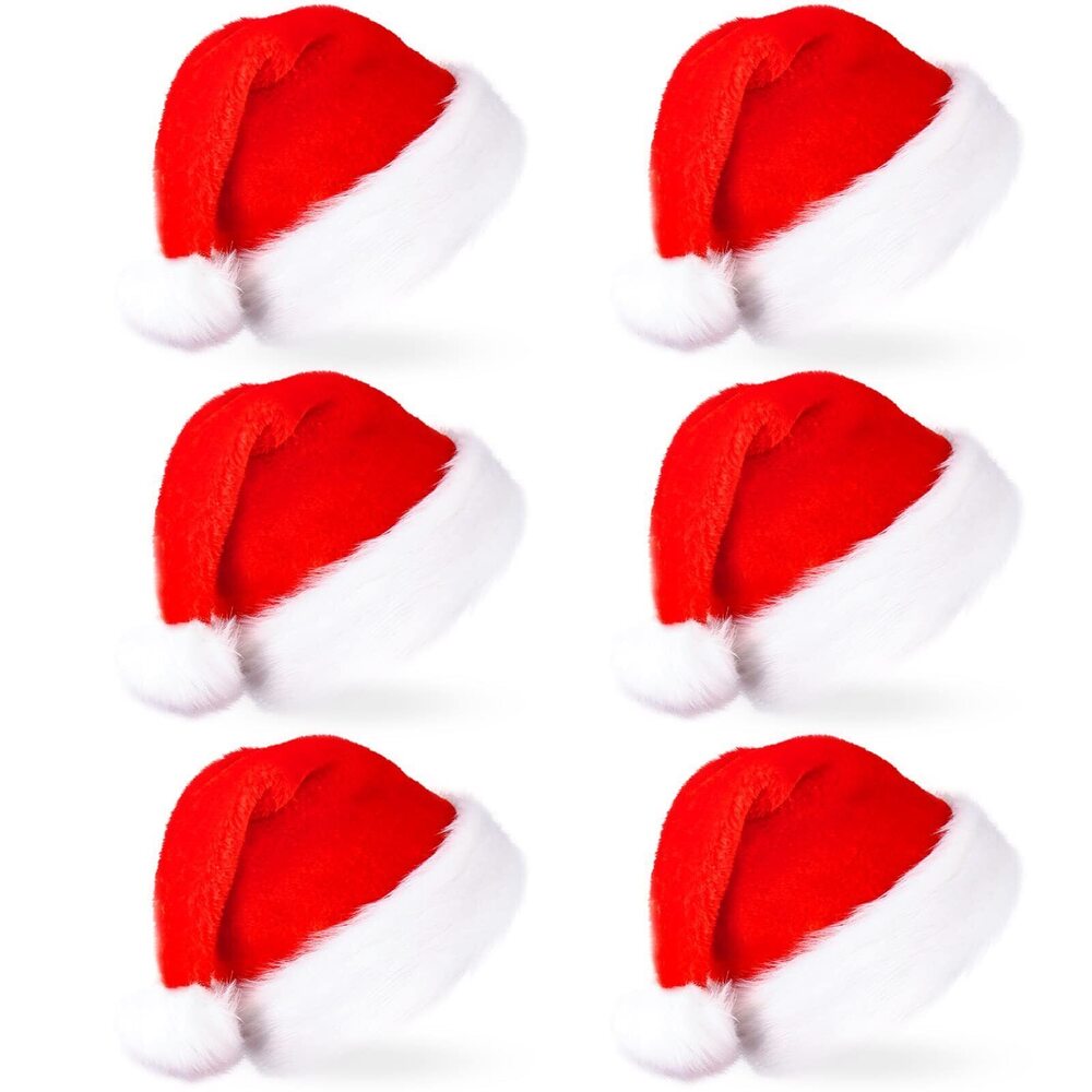 3922 6 Pack Santa Hats Christmas Hats Holiday Hats for Adults Traditional